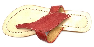 Dámské kožené pantofle s lístkem červené MagBag