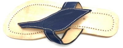 Dámské kožené pantofle s lístkem modré MagBag