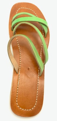 Dámské kožené pantofle páskové zelené MagBag