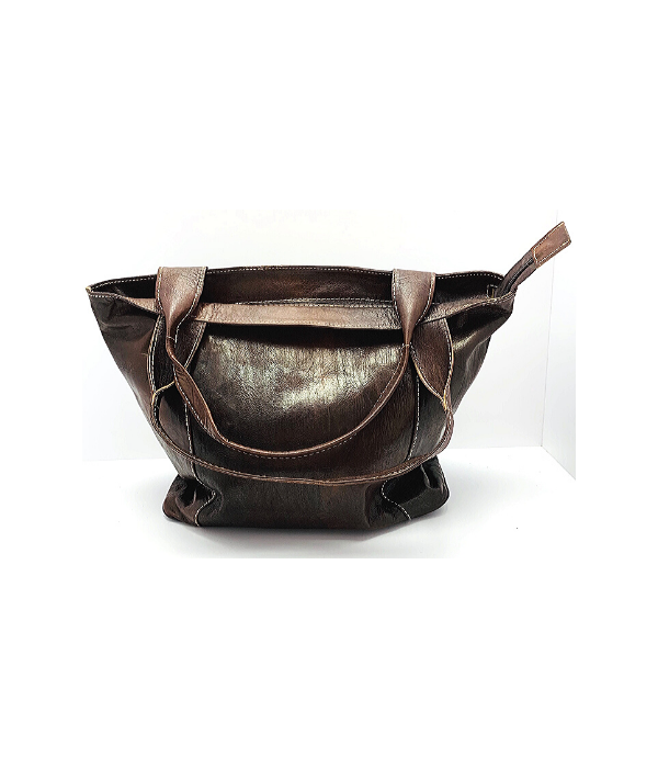 Kožená kabelka hnědá kolo