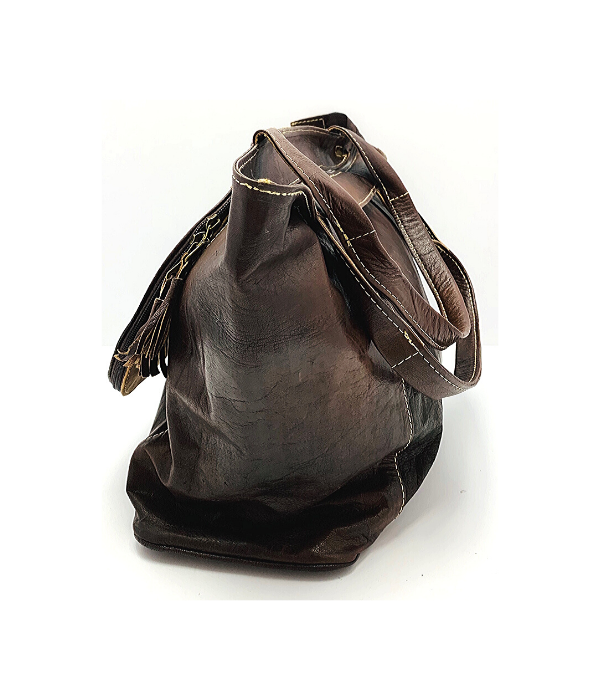 Kožená kabelka hnědá kolo