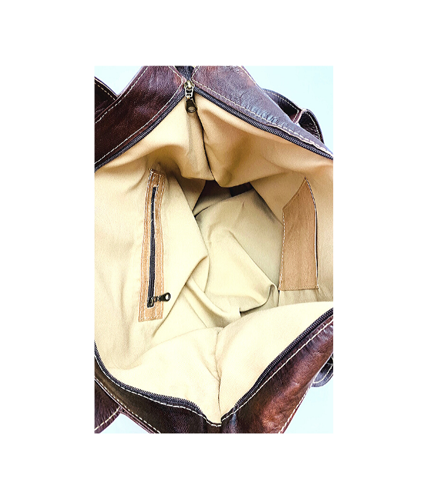 Kožená kabelka hnědá kolo