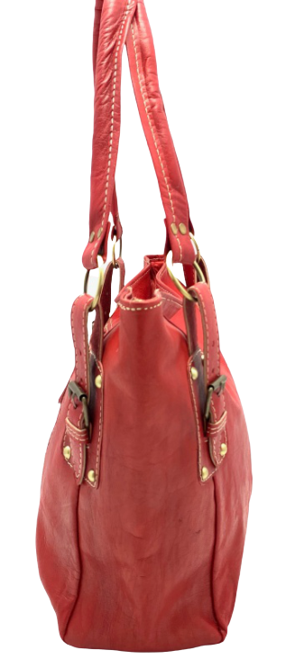 Kožená kabelka s kapsičkou červená