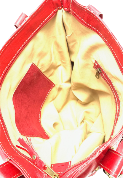 Kožená kabelka s kapsičkou červená