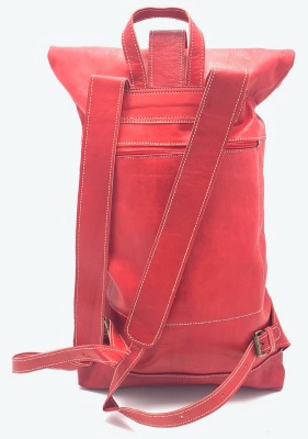 Kožený batoh široký pásek malý červený