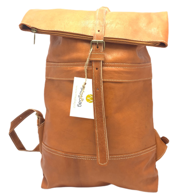 Kožený batoh úzký pásek velký přírodní