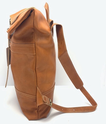 Kožený batoh úzký pásek malý přírodní