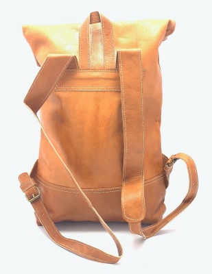 Kožený batoh úzký pásek malý přírodní